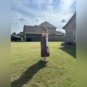 GAP Brown Polka Dot Midi Dress